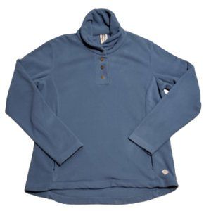 Butter Fleece Long Sleece 1/4 Button High Neck Sweater | Blue Men's M Pre-owned